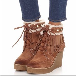 Sam Edelman “Kemper Fringe” Wedge Bootie